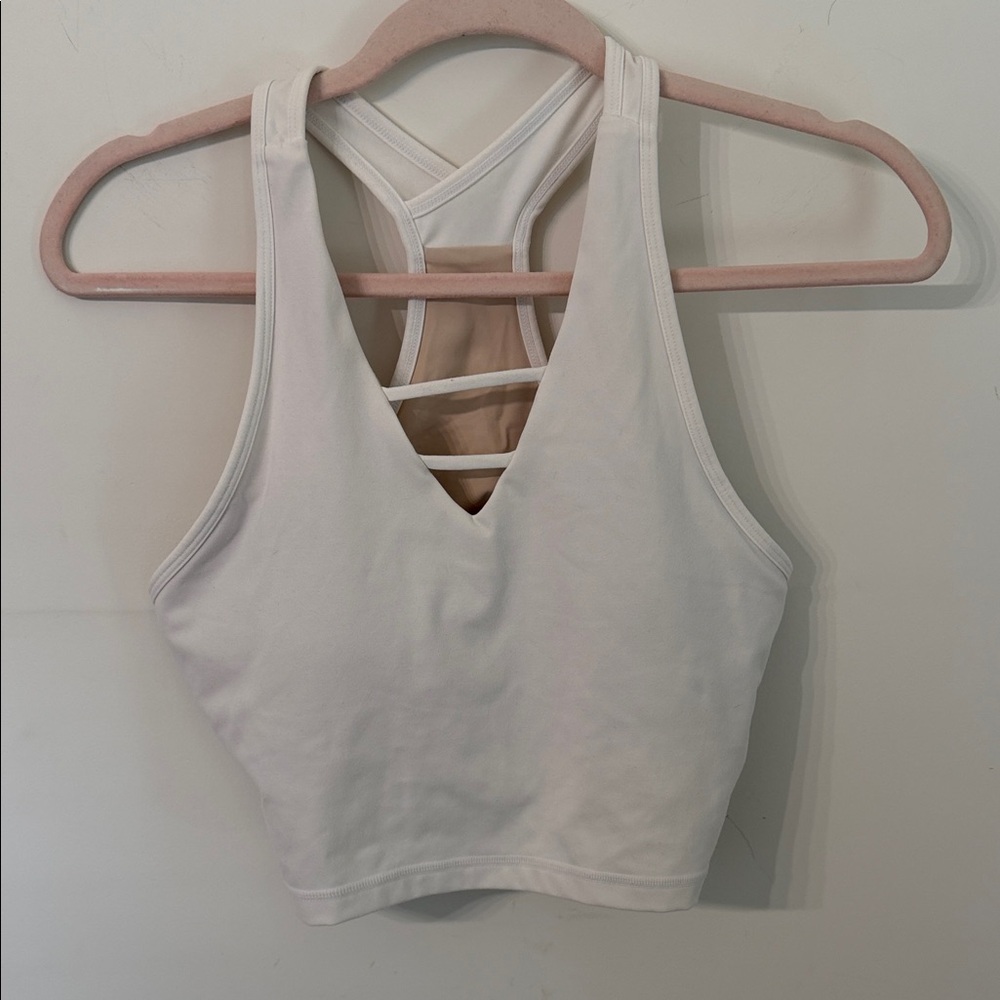 ZYIA White Cropped Athletic Gris Tank with Built-In Shelf Bra Like New size L